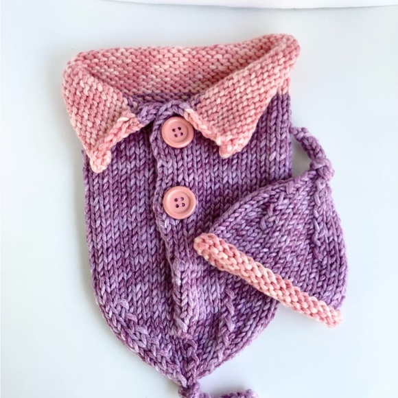 Hand Crafted Other - One Piece Newborn Cocoon Hand Crafted Purple Pink Photo Prop